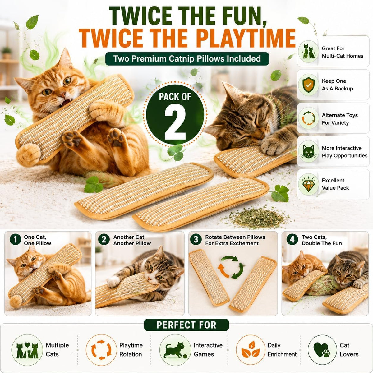 Natural Catnip Chew Toy Bite-Resistant Cotton Rope for Self-Amusement