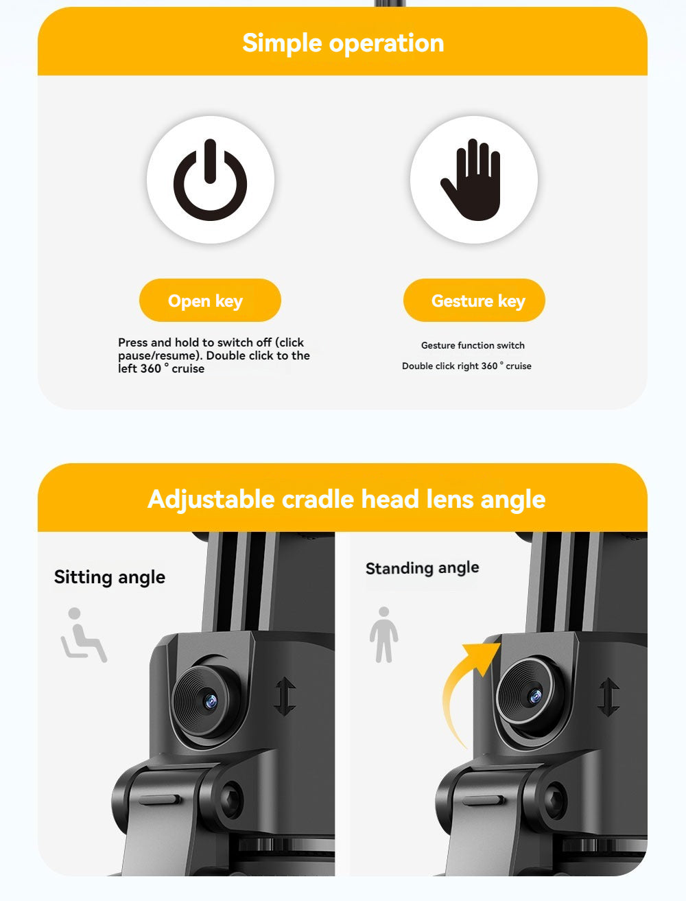 AI Face-Tracking Tripod with 360° Rotation & Fill Light – Hands-Free Phone Stand