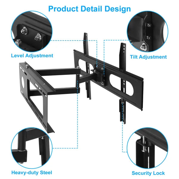Full-Motion TV Wall Mount for 37–70" TVs – Swivel, Tilt & Extendable
