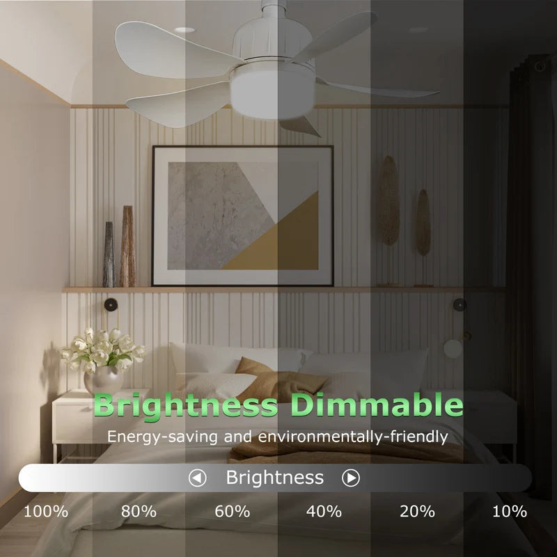 E27 Socket Ceiling Fan with Dimmable LED Light – 3 Speeds, Remote Control & Timer