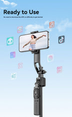 AI Face-Tracking Tripod with 360° Rotation & Fill Light – Hands-Free Phone Stand