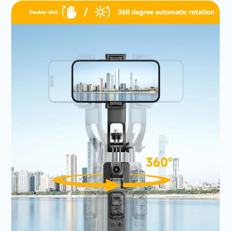 AI Face-Tracking Tripod with 360° Rotation & Fill Light – Hands-Free Phone Stand