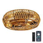19" Boho Caged Ceiling Fan with Light & Remote – 6-Speed Low-Profile Reversible Fan