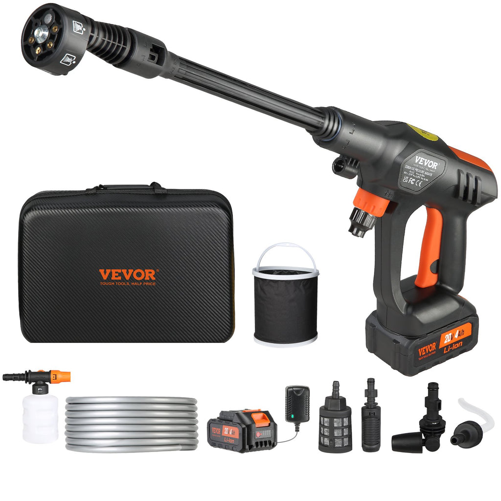 Cordless Pressure Washer – Portable Power Cleaner with 6-in-1 Nozzle & 4.0Ah Battery