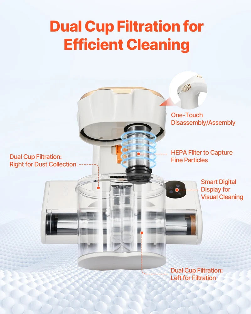 550W Mattress Vacuum Cleaner – 18KPa Suction, HEPA Filter & Heated Air