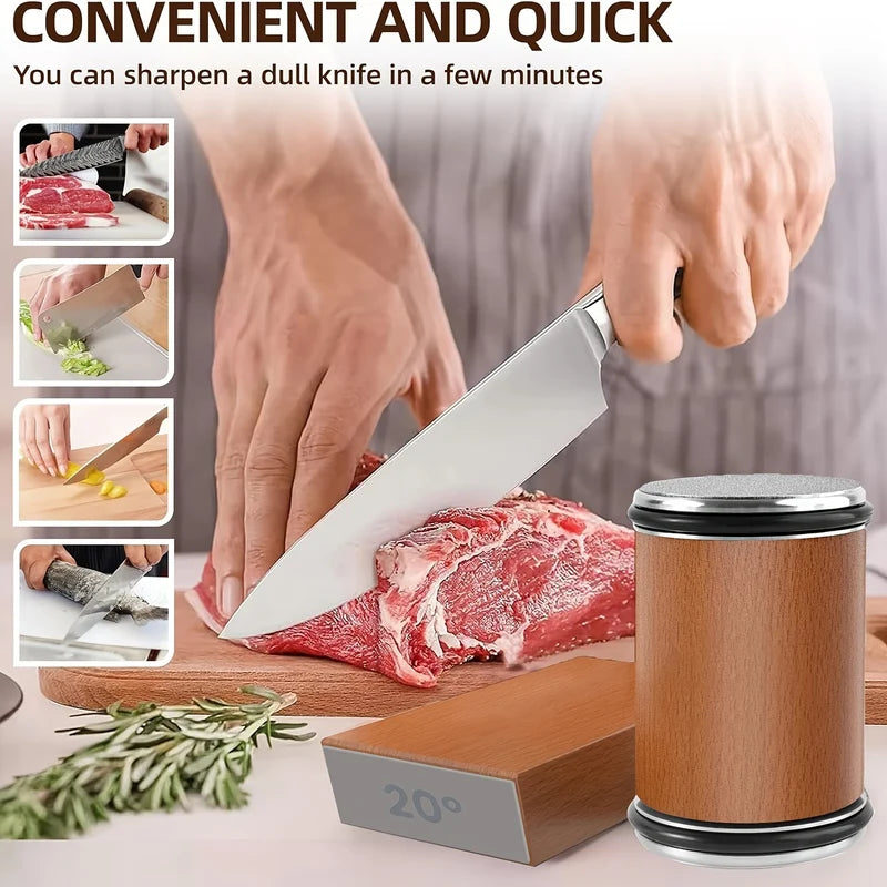 Rolling Knife Sharpener with Diamond Dual-Grit System – 400/1000 Grit Kitchen Knife Sharpener