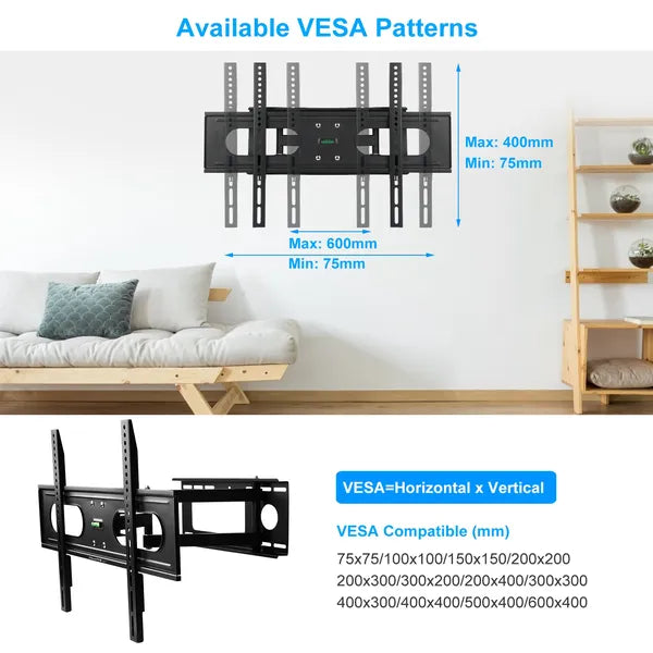 Full-Motion TV Wall Mount for 37–70" TVs – Swivel, Tilt & Extendable